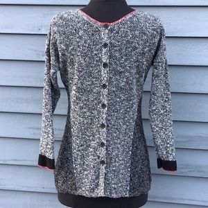 Nic & Zoe Black & White 3/4 Sleeve Button Back Sweater Small